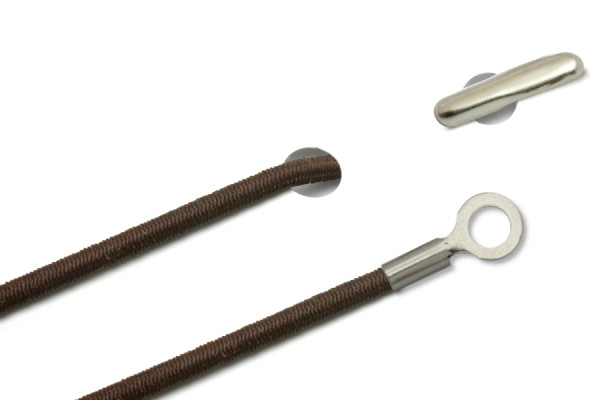 Elastische koorden met split en gesloten kabelschoen, bruin
