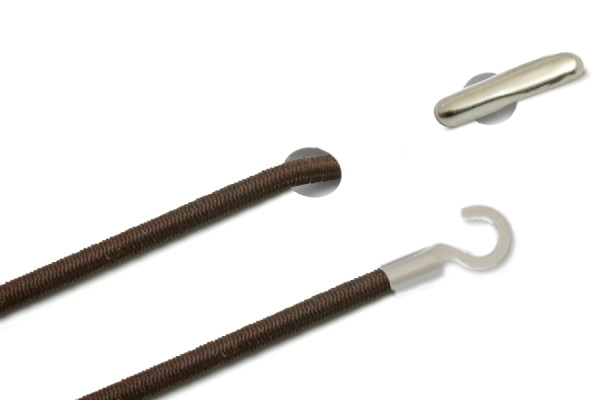 Elastische koorden met split en open kabelschoen, bruin