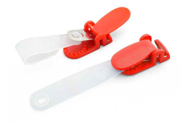 Badgeclips voor hoesjes met lang gat, kunststof clip, rood