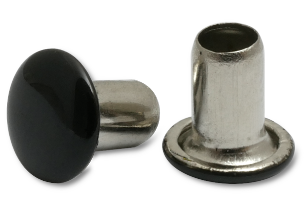 Machineklinknagels, 3,8 mm Ø schacht, 7 mm Ø kop, kop zwart gelakt