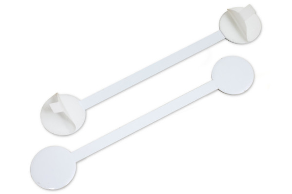 Metalen decoratieve tabbladen, ca. 90 mm, wit gelakt met 2 zelfklevende zijden