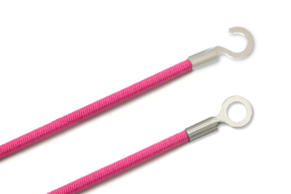 Elastische koorden met kabelklemmen, gesloten en open, roze