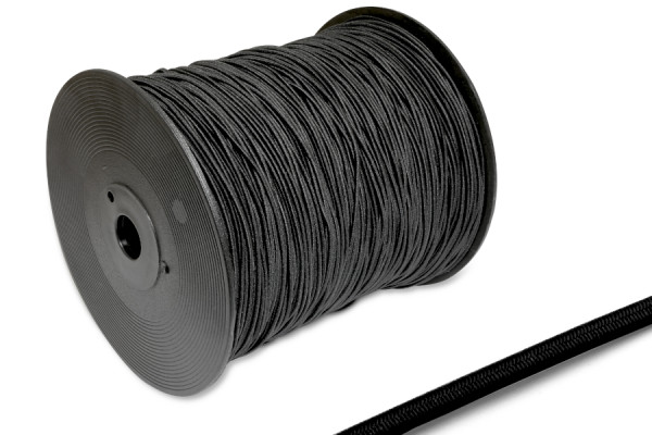 Elastiek, 1,5 mm Ø, op rol van 500 m, zwart