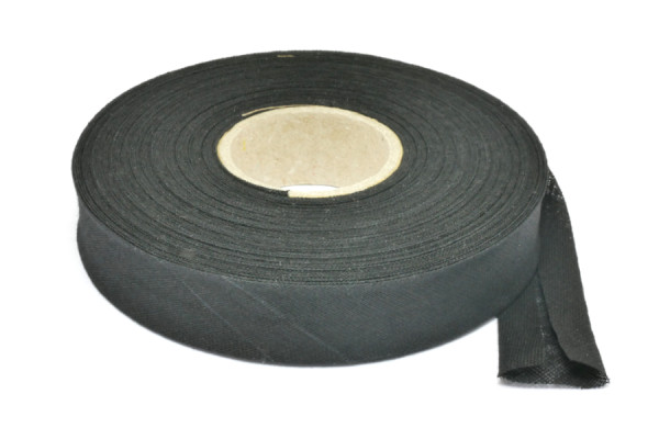 Schuine band, op rol van 20 meter, zwart