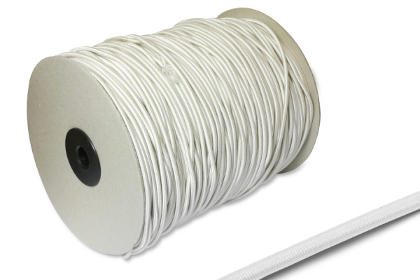 Elastisch koord, 3 mm Ø, op rol van 200 m, wit