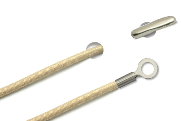 Elastische koorden met split en gesloten kabelschoen, beige