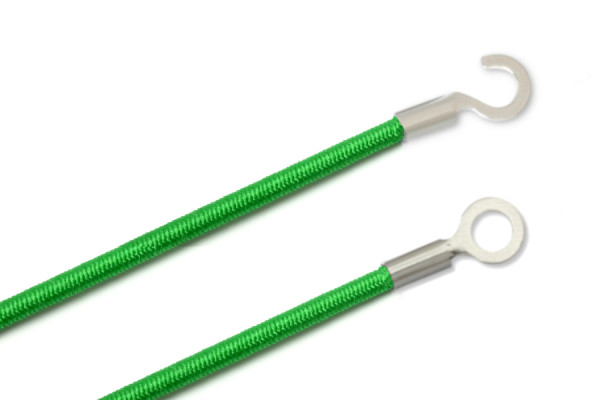 Elastische koorden met kabelschoenen, gesloten en open, groen