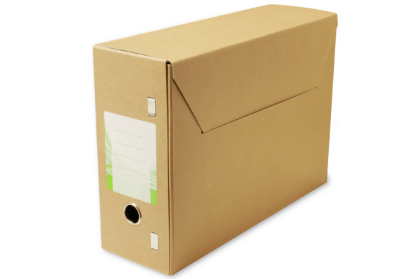 Gemeentearchiefdozen, 370 x 115 x 265 mm, bruin