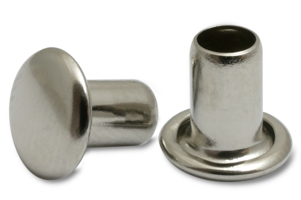Machineklinknagels, 3,8 mm Ø schacht, 7 mm Ø kop, vernikkeld