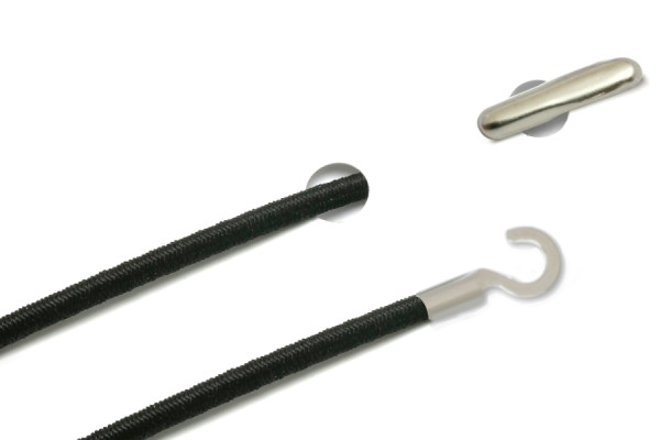 Elastische koorden met split en open kabelschoen, zwart