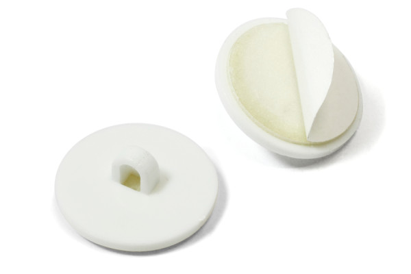 Plakbuttons met oog, 20 mm Ø, kunststof, wit