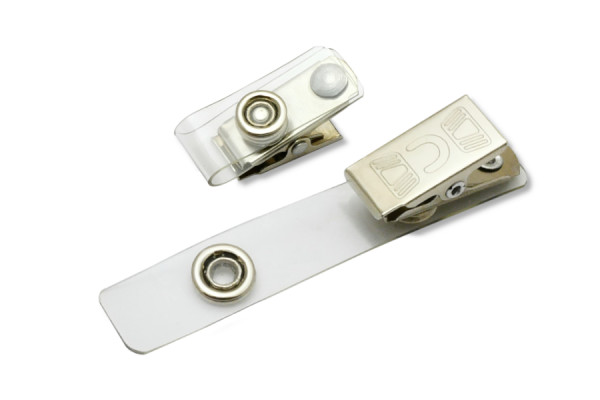 Kroko-badgeclips voor hoesjes met lang gat, Krokoclip, vernikkeld