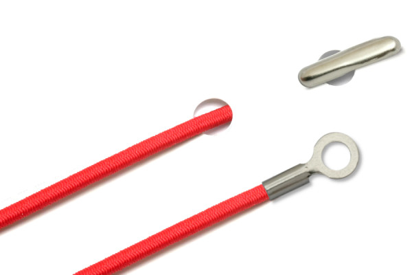 Elastische koorden met split en gesloten kabelschoen, rood
