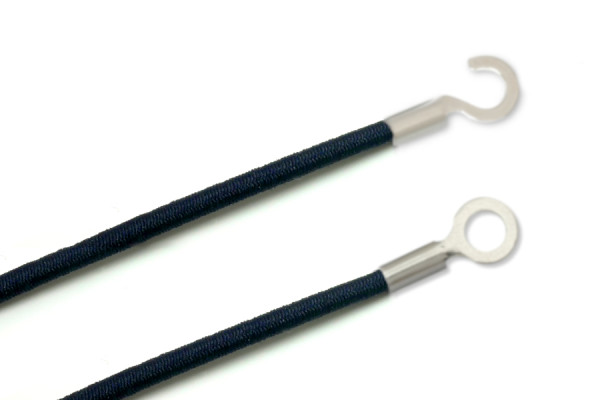 Elastische koorden met kabelklemmen, gesloten en open, marineblauw