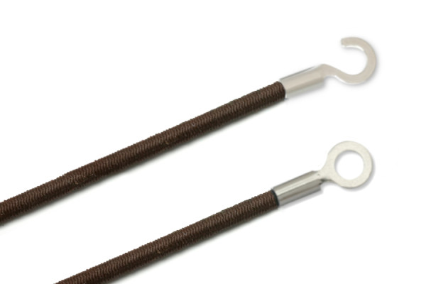 Elastische koorden met kabelklemmen, gesloten en open, bruin