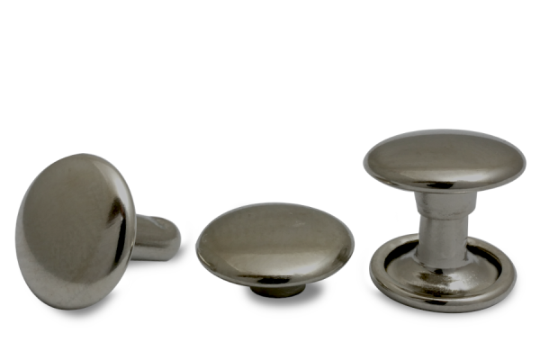 Dubbele holle klinknagels, kopdiameter 9 mm, gesloten voet, zwart geanodiseerd