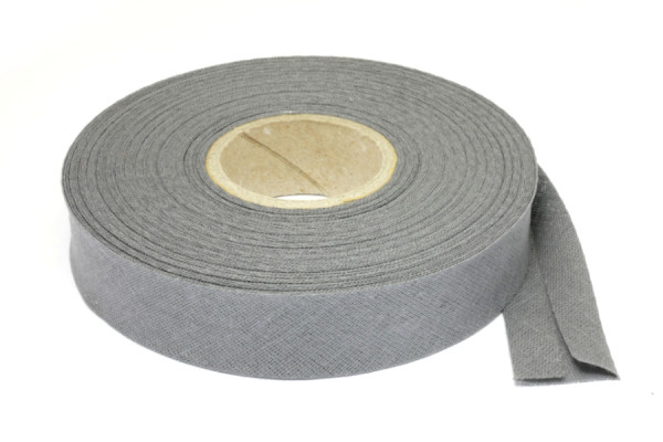 Schuine band, op rol van 20 meter, grijs