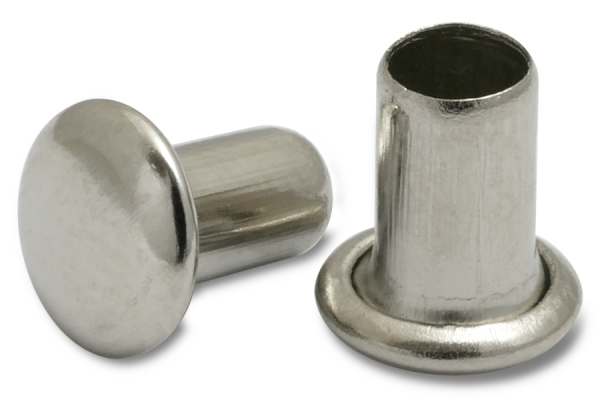 Machineklinknagels, schachtdiameter 4 mm, kopdiameter 7 mm, vernikkeld