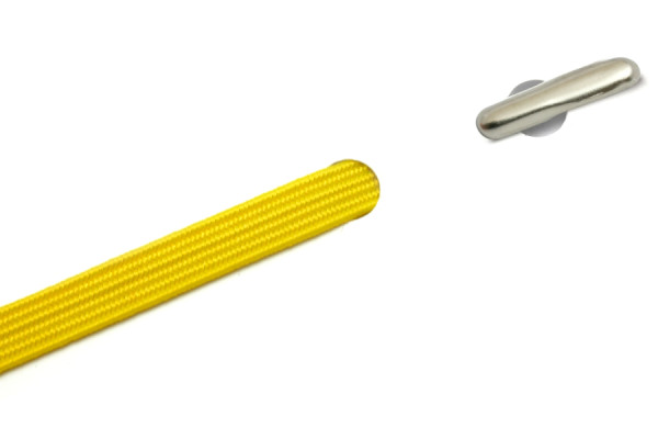 Plat rubber met ronde splitpennen, geel