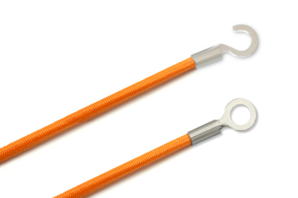 Elastische koorden met kabelklemmen, gesloten en open, oranje