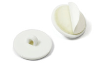 Plakbuttons met oog,<BR>20 mm Ø, <BR>kunststof, wit