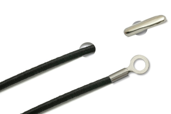 Elastische koorden met split en gesloten kabelschoen, zwart