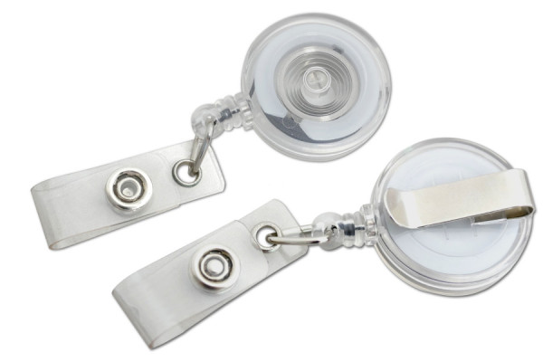 Badgejojo's met riemclip, kunststof lipje, transparant