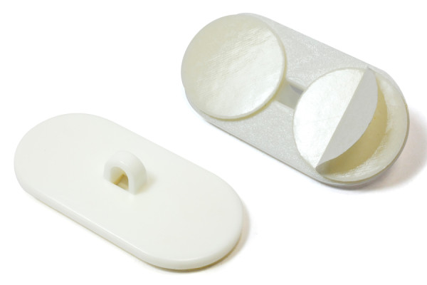 Plakbuttons met oog, 20 x 40 mm, kunststof, wit