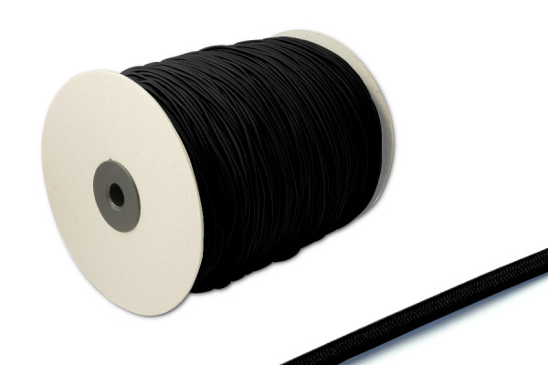 Elastisch koord, 2,2 mm Ø, op rol van 500 m, zwart