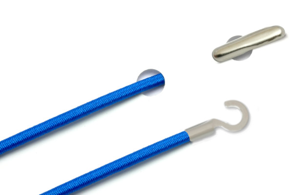 Elastische koorden met split en open kabelschoen, aquablauw