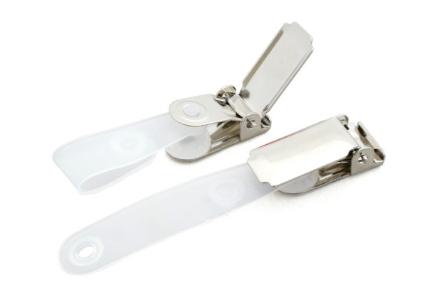 Badgeclips voor hoesjes met lang gat, metalen clip, vernikkeld