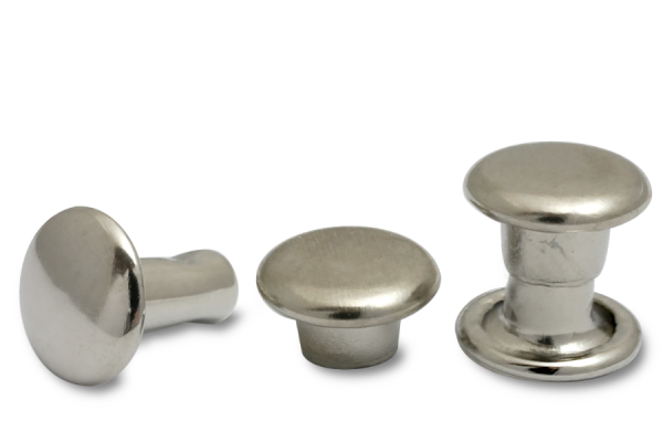 Dubbele holle klinknagels, kopdiameter 6 mm, gesloten voet, vernikkeld
