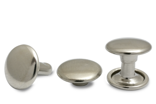 Dubbele holle klinknagels, kopdiameter 9 mm, gesloten voet, vernikkeld