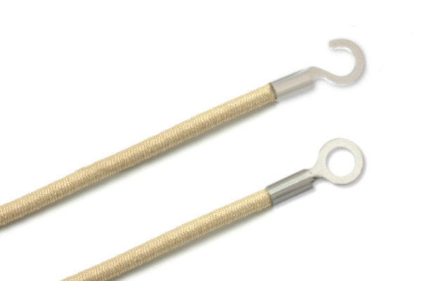 Elastische koorden met kabelschoenen, gesloten en open, beige