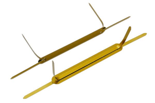Dubbele afhechttongen van metaal, 170 mm, Afdekstrips, 95 x 12 mm, goudgelakt
