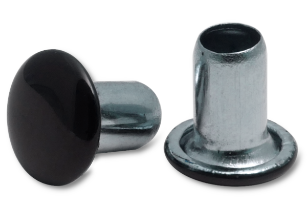 Machineklinknagels, schachtdiameter 3,8 mm, verzinkt kopdiameter 7 mm, kop zwart gelakt