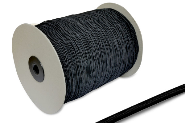 Elastisch koord, 1,5 mm Ø, op rol van 900 m, zwart